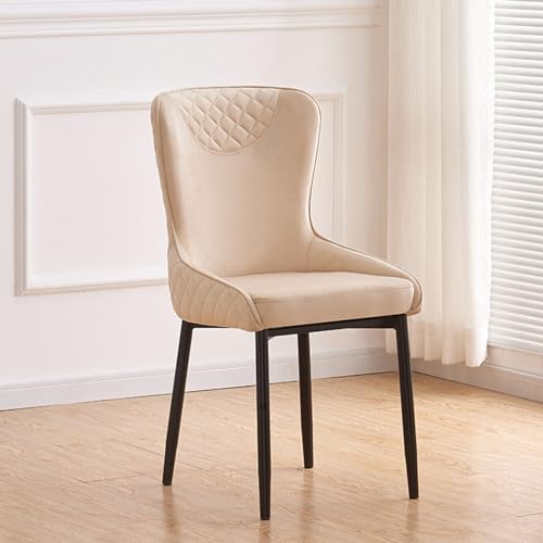 Miniatura 2 de High-End Velvet Dining Chair - Upholstered Tufted Chair with Black Metal Legs for Dining Room, Cafe, Restaurant, and Milk-Tea Shop Lounge with