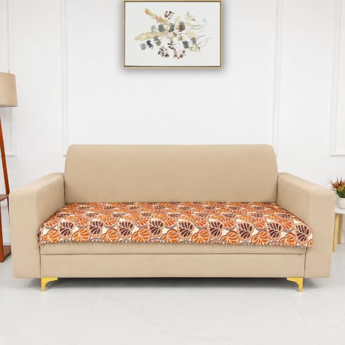 Image of Homerz Premium Printed Quilted Velvet Sofa Slip Cover Protector with Tassels, Sofa Mat, Exact Size, Antislip Cover (Bloomora, 5 (3+1+1) Seater, Half)