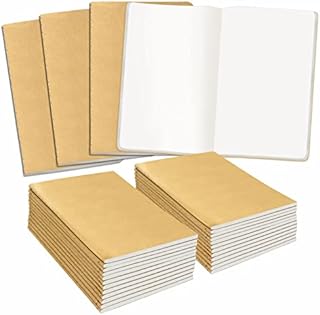 48 Pack Unlined Kraft Notebooks, Sewn Soft Cover Mini Journal Notebook Pocket Notepad with 6 Designs for Students Doodlers School Office Home Travel Use (A6, 4 x 5.7)