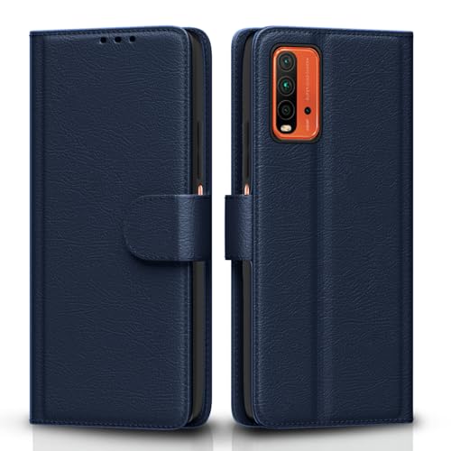 Image of Pikkme Redmi 9 Power Leather Flip Cover Wallet Case for Redmi 9 Power (Blue)