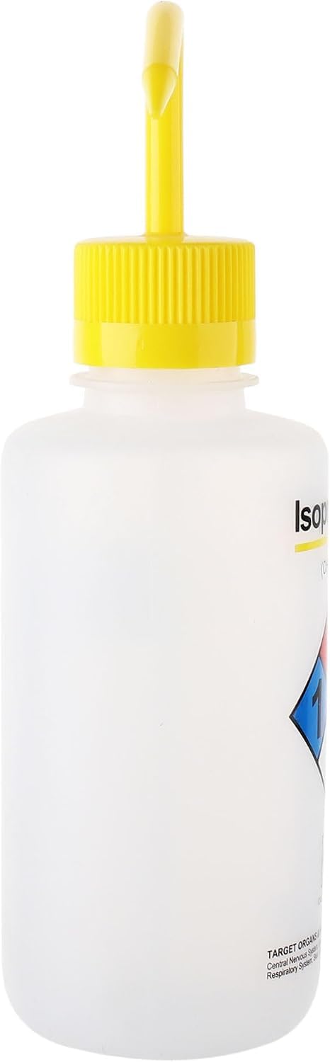 6 bottiglie di isopropanolo da 500 ml, a bocca stretta, con spruzzatore autoventilato in LDPE WBI500A6, giallo
