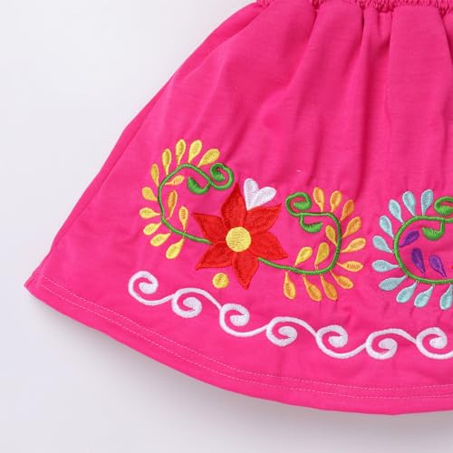 IKADEX Kids Baby Girls Mexican Dress Off Shoulder Floral Embroidered Party Cinco de Mayo Dresses4