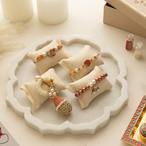 Image of Premium Handmade Designer Rakhi Set for Brother and Bhabhi Adjustable Couple Rakhi with Roli Chawal & Nariyal