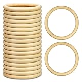 Catephe 20 Pcs Wooden Rings for Craft, 4inch/100mm Unfinished Wood Rings, Wooden Rings for Macrame Craft, Pendant Connectors, DIY Craft Supplies