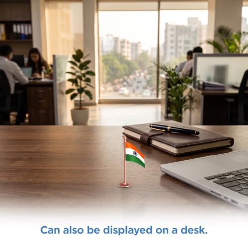 Image of The Flag Corporation Indian Car Dashboard Flag 2in x 3in With a Blush Rose Gold Stainless Steel Base