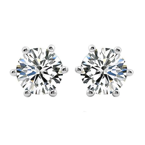 Boucles d'oreilles moissanite ronde de 0,5ct en argent sterling 925 ou or pour femme