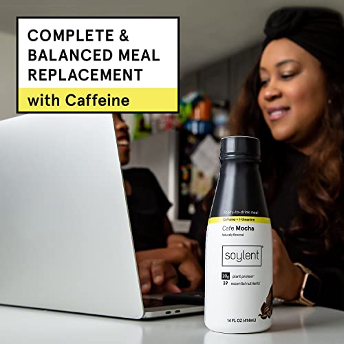 Soylent Plant Based Cafe Mocha Meal Replacement Shake With Caffeine And L-Theanine, Contains 20G Complete Vegan Protein, Ready-To-Drink, 14Oz, 12 Pack #TOP2