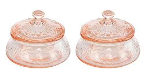 Home-X Depression Retro Style Glass Sugar Jar With Lid, Covered Round Container And Pink Glass Salt Cellar With Lid Retro Style #TOP1