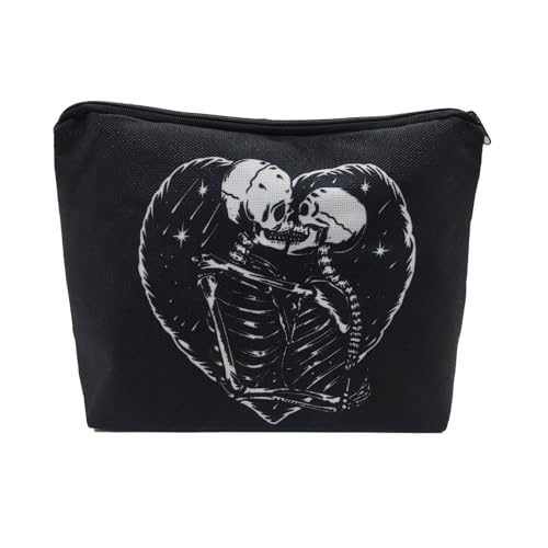 Younpy Skull Makeup Bag,Human Skeleton Cosmetic Bag,Travel Accessories Organizer, Halloween Essentials Zipper Cosmetic Pouch,Portable Waterproof Toiletry Bag for Women