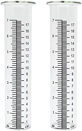 Lueudu 7" Glass Rain Gauge Replacement Tube, 8.25 x 2.25 x 1.75 inches Rain Gauge for Outdoor Garden Yard Home, 2PCS