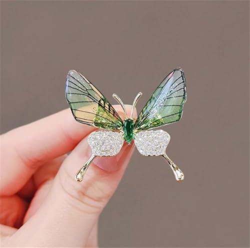 Image of Green Purple Butterfly Rhinestone Brooch Pin for Women Girls Men Clear Crystal Fashion Cartoon Animal Lapel Pins Dress Accessories Unisex Delicacy Birthday Christmas Party Jewelry