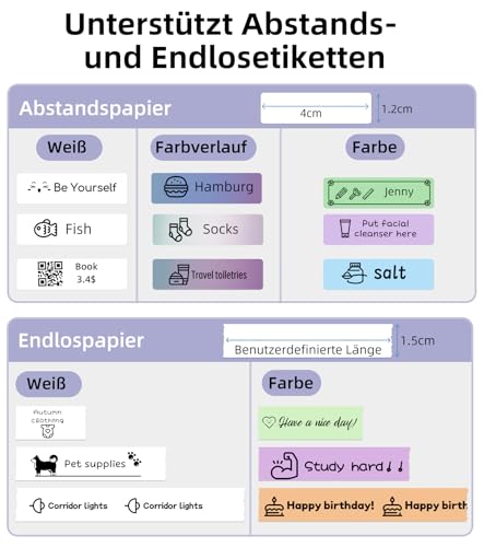 ORGSTA S001 Etikettendrucker Selbstklebend Etikettiergerät Bluetooth 2000 mAh Etikettiermaschinen Beschriftungsgerät Ettikettiergeraet Label Printer Sticker Maker