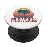 vintage yellowstone national park simple bison sun graphic popsockets supporto e impugnatura per smartphone e tablet