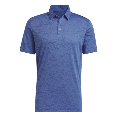 Image of Adidas Men's Textured Jacquard Golf Polo Shirt, Blue Fusion/Collegiate Navy, Large