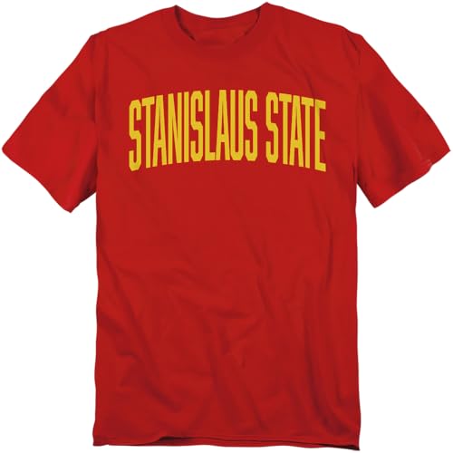 LOGOVISION California State University, Stanislaus School Name Arch Unisex Adult T Shirt, Red, Medium
