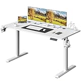 Shahoo Electric Standing Desk 55 Inch, Ergonomic Height Adjustable Table with T-Shaped Metal Bracket Modern Computer Workstations for Home Office, White, 55 x 24 Inches