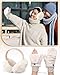 Jeere 2 Pcs Winter Ear Muffs Mittens Set Faux Fur Flip Mittens Fuzzy Cute Fluffy Earmuffs Convertible Warm Gloves for Women(Beige)