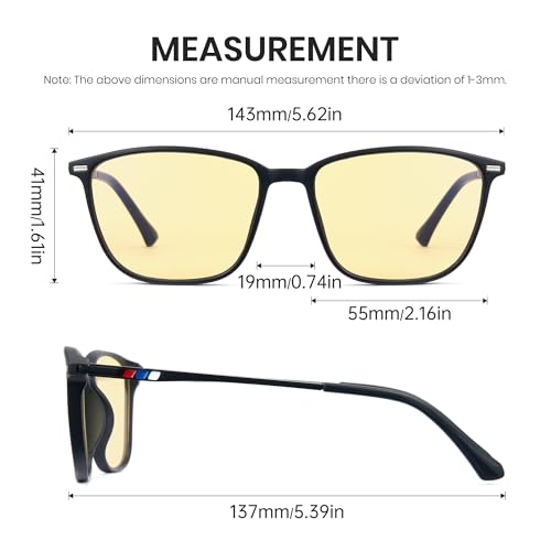 Image of Cyxus Yellow Tinted Gaming Glasses, Headset Friendly TR90 Computer Eyewear, Anti Eye Strain Screen Glare Filter Spectacles for PC Gaming, Streaming, Console Players 8208Y02