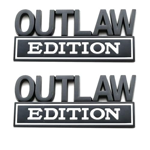 Image of 2PCS Outlaw Edition Emblems, 3D Badge Car Sticker with 3M Strong Adhesive, Fender Replacement for F150 F250 F350 Chevy Silverado 1500 2500 Chevrolet C10 C15 (White)