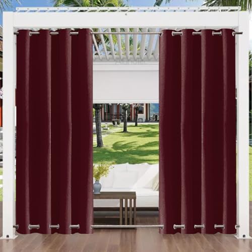 Outdoor Vorhang Wetterfest mit Ösen Oben und Unten (Viele Höhen & Breiten Zur Auswahl) Wasserdicht Sichtschutz Terrasse Sonnenschutz für Balkon Veranda Pergola Gartenlaube, Weiß