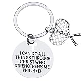 Infinity Collection Tennis Charm Keychain, Christian Faith Charm Keychain, I Can Do All Things Through Christ Who Strengthens Me Phil. 4:13 Scripture Jewelry, Gift For Tennis Players