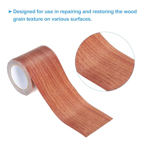 Image of PATIKIL Wood Grain Repair Tape 2.2 inch X15', 3 Pack Self Adhesive Realistic Textured Repair Tape Patch for Floor Door Table Cabinets Desk, Red Oak