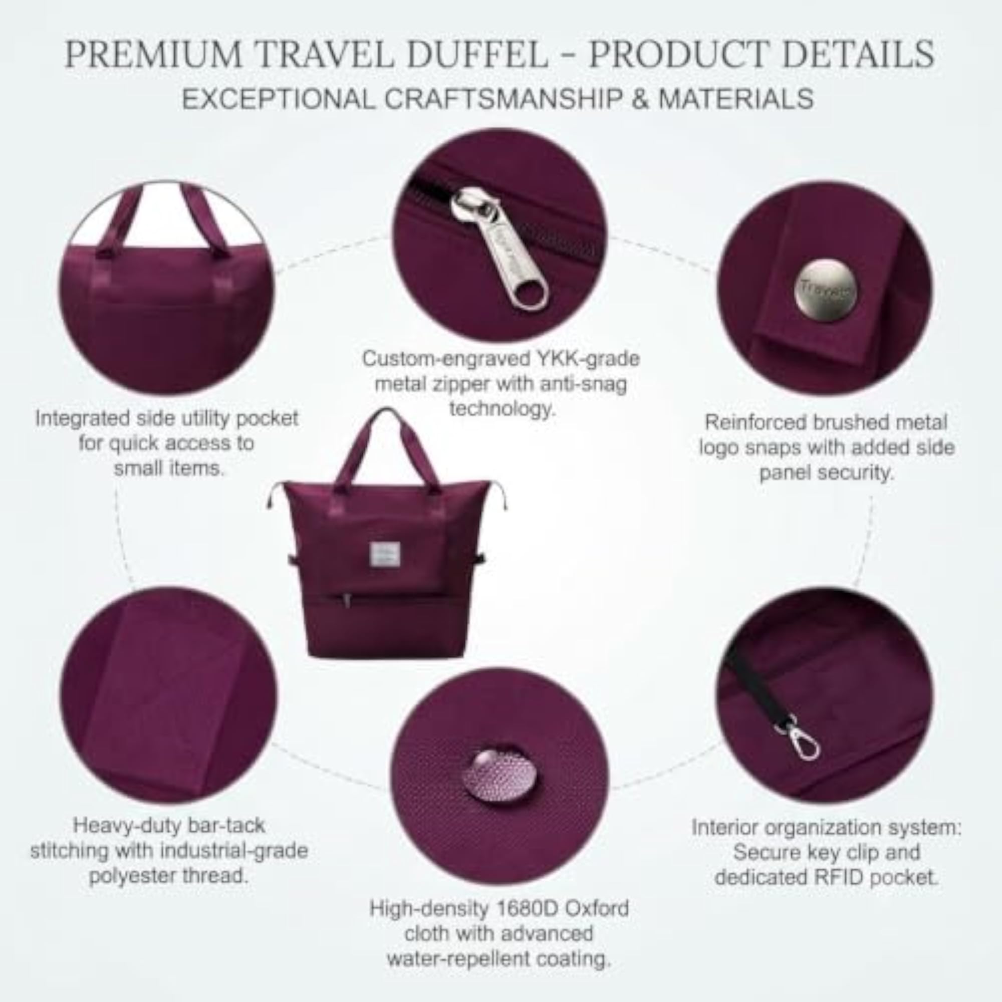 41L Expandable Travel Duffle Bag for Women, Waterproof