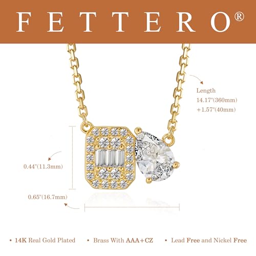 Fettero Gold Necklace for Women - 14K Plated Dainty Gold Necklaces Cute Charm Pendant Trendy Necklaces for Women Jewelry
