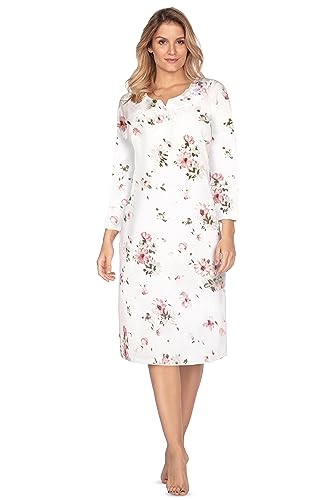 Chemise de nuit coton Jana e.Femme pour des soirées cocooning en blanc rose