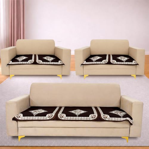 Image of Homerz Premium 'Luxe Series' Holland Velvet Sofa Cover | Smooth Finish | Anti-Skid Fleece Backing | Soft Touch Couch Protector for Living Room (Coffee, 7 (3+2+2) Seater, Only Seat Cover)