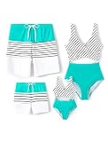 PATPAT Family Matching Swimsuits Couples Striped Lines Print Men Swim Shorts Quick Dry Swim Trunks with Liner Swimming Shorts for Men XXL Turquoise Green