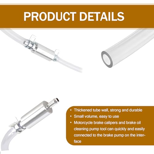 jokormo 2 PCS Motorcycle Brake Bleeder Hose Kit, Filler Pipe Clutch Hydraulic Brake One-Way Check Valve, Clutch Drained Bleeder Tool, Universal for Most Motorcycles Repair Accessories (Silver)