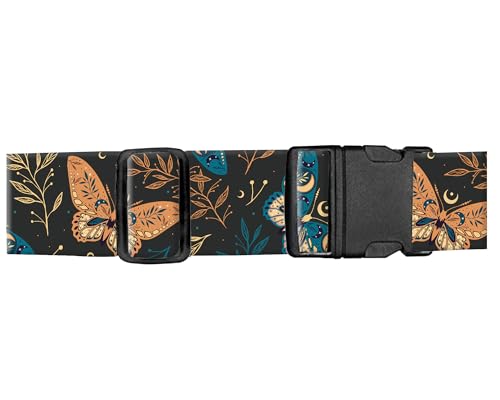 Image of Luggage Straps for Suitcases, Adjustable Travel Belt, Durable Wide Luggage Strap, Cute Suitcase Strap Identifiers with Buckle, Bag Straps for Luggage, Boho Butterfly