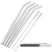 GFDesign Big Drinking Straws Reusable 12 Inches Extra Long 9mm Extra Wide SUS 304 Food-Grade 18/8 Stainless Steel - Set of 4 with 2 Cleaning Brushes - Bent
