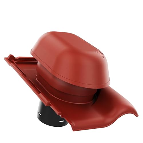 KRONO-PLAST Sanitär-Entlüftungskamin 150 für Tondachziegel Roben Monza Dachziegel Lüfter Dachlüfter (Rot)
