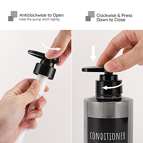 Image of Empty Shampoo Bottles, Segbeauty 10.1oz Plastic Pump Dispenser Bottle, 3pcs 300ml Refillable Shampoo Pump Bottles for Shower, Grey Pump Bottles for Body Soap Shampoo Hair Conditioner Hotel Bathroom