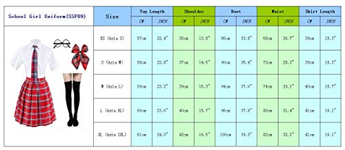 Elibelle Japanese Tartan Pleated School Uniform Cosplay Costumes With Socks Eyeglass Frame Set thumb #3