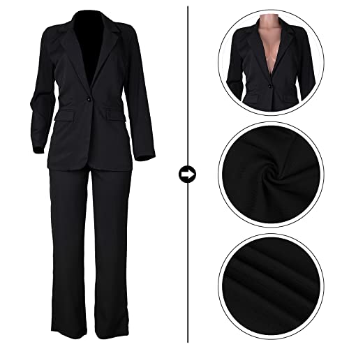 Women\'s Fall Fashion 2 Piece Blazer Sets Open Front Blazers and Slim Fit Pants Suits Set