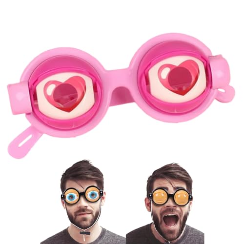 grupan Crazy Eyes Glasses, Googly Eyes Glasses, Novelty Shaking Eye Glasses, Funny Glasses for Adults, Gag Gifts for Kids Party (Pink)