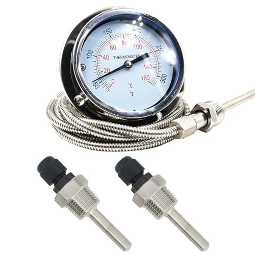 2 Stück 50mm Tauchhülse G1/2 Zoll Gewinde für Temperatursensor, Tauchhülsen Temperaturfühler, Edelstahl Tauchhülsen, Tauchschutzrohre für Thermoelemente, Schutzrohr für Temperaturfühler