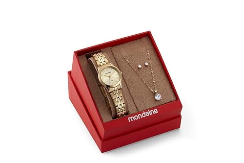 Kit Relógio Mondaine Dourado Feminino 32609lpmkde1k1 Dourado