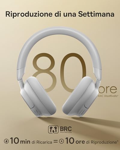 MH1 Cuffie Bluetooth – 48 dB altamente efficace cancellazione del rumore, archetto monolitico con Hi-Res & LDAC, 80 ore di tempo di riproduzione, 5-Mik Chiamate cristalline, CloudComfort Soft - Cuffia gaming - Immagine 5