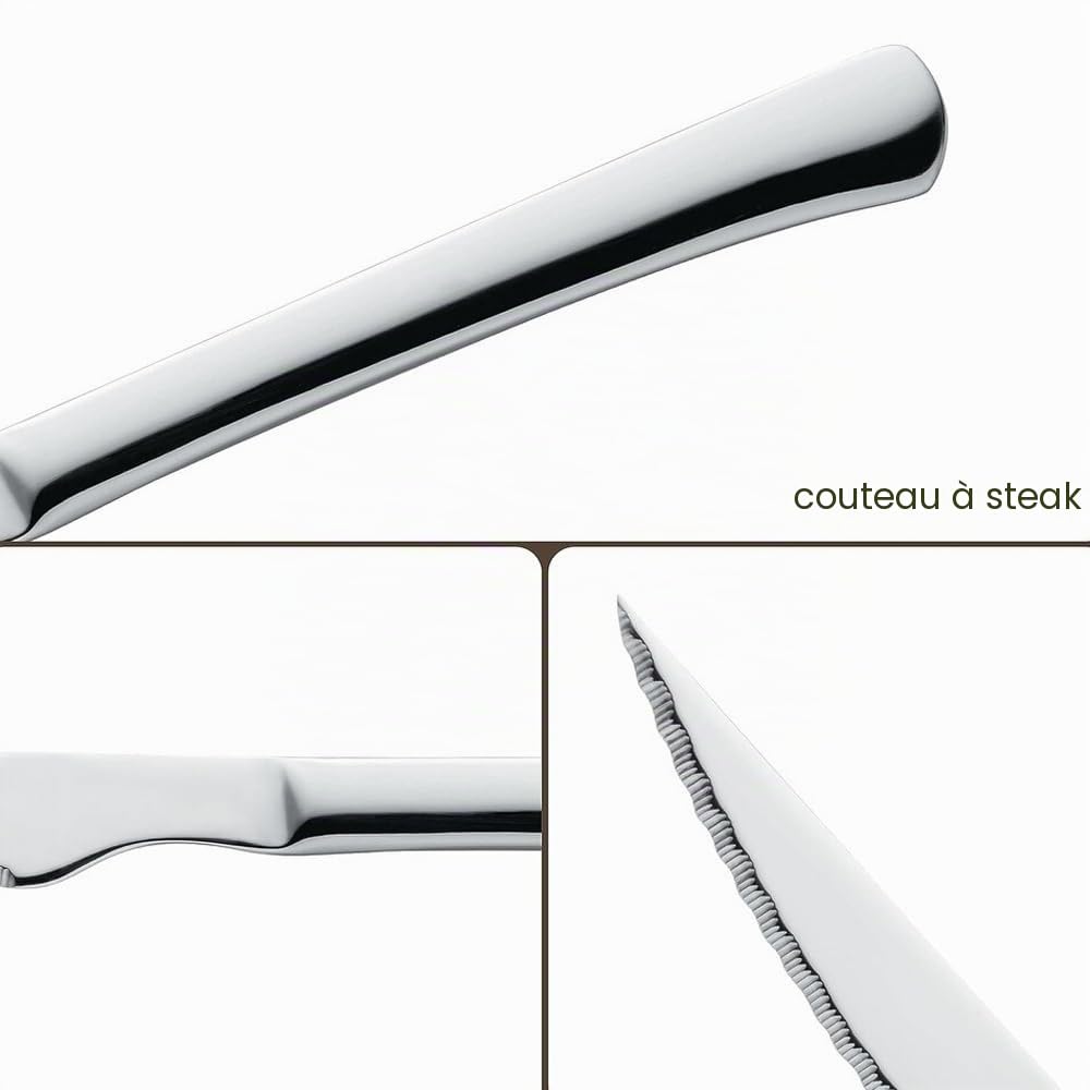 Menax - Couteaux à Steak - Couteaux de Table - Acier Inoxydable - Lot de 12 Pièces