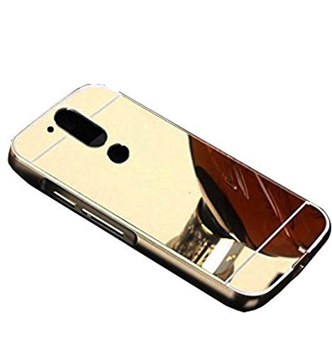 Johra Premium Mirror Metal Bumper Hard Back Cover Case for Moto G4 Plus/Moto G4 Mirror Back Cover (Gold)