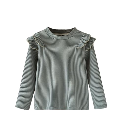 Aureate Grils Casual Cotton Ruffled Sweater Round Neck Spring 2-8 Y