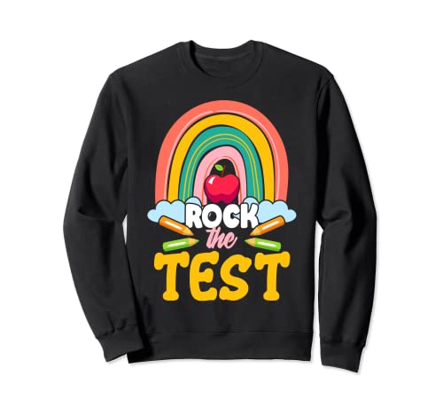 Rock The Test Teacher Test Day Testing Day Rainbow Teacher Felpa