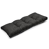 baibu 40 Inch Classic Solid Color Bench Cushion with Ties, Super Soft Indoor Outdoor Rectangle Bench Seat Cushion Standard Size Foam Pad with Non-Slip Bottom - One Pad Only (Black, 40x15x3in)