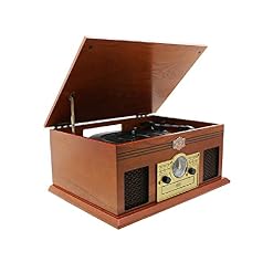 Wooden Record Player Vinyl Turntable with Speakers – USB MP3 Playback/Bluetooth/FM Radio/CD Cassette Player/Vinyl LP Records/Headphone Jack - Les Beatles, Paul McCartney, John Lennon, RIngo Starr, George Harrison