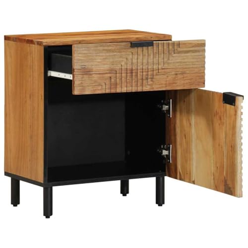 vidaXL Armoire de lit Marron 50 x 33 x 60 cm Bois d'Acacia Massif, Table de Chevet en Acacia, Meuble rectangulaire Compact, Parfait pour rangements et Surfaces...