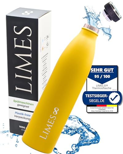 Limes 8® Trinkflasche Edelstahl Thermosflasche 1l - Isolierte Wasserflasche - Geschirrspüler geeignet - auslaufsichere Isolierflasche...